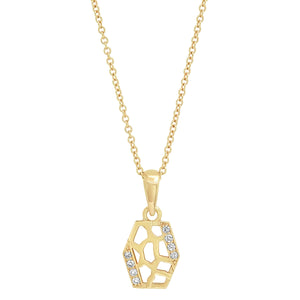 Tall Hexagon Charm Necklace