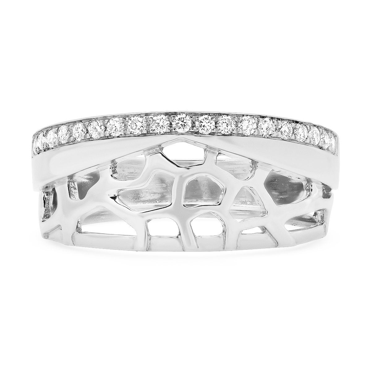 Chunky Band Ring with Diamonds - Geometric Jewelry – Violet